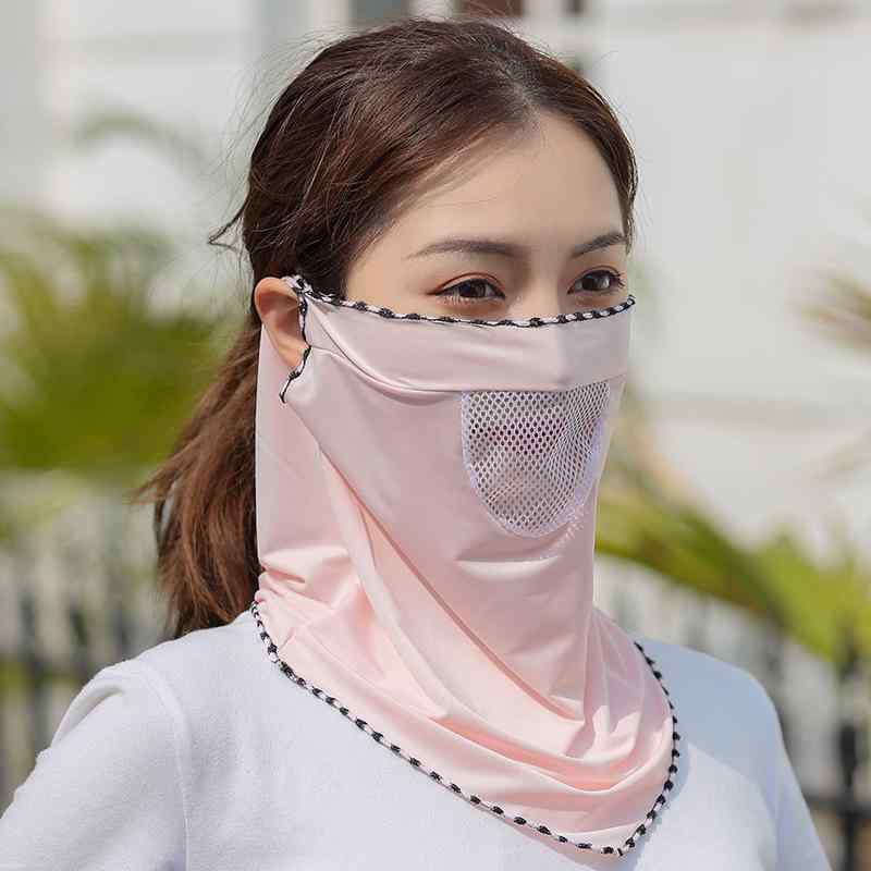 ・機能: 速乾、通気性、防紫外線、超軽量、遮光、防塵・スタイル: スウィート・カラー展開: ピンク、スカイブルー、ホワイト、パープル、グレー、グリーン・サイズ: フリーサイズ・タイプ: ハーフフェイスカバー・素材: ポリエステル