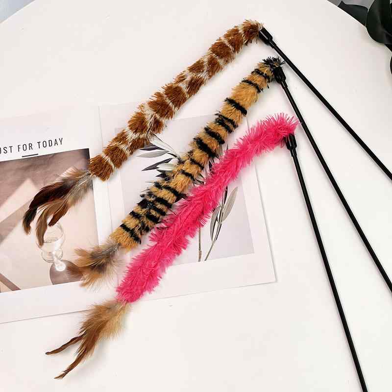猫じゃらし 猫用 おもちゃ 羽根 タッセル 2色羽 プラスチック製 ペット用品 猫用玩具 一人遊び コミュニケーション ストレス解消 運動不足解消 インタラクティブ