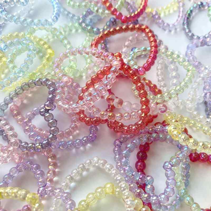 ビーズ アクリル オーロラ クリア 透かし ハート 通し穴 ハンドメイド 手芸 DIY アクセサリーパーツ スマホストラップ ピアス イヤリング 材料 チャーム