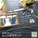 楽天bloom楽天市場店結婚祝い プレゼント 猫好き 友人 同僚 親戚 友達 おしゃれ おすすめ　猫　ねこ ネコ かわいい オシャレ フォトフレーム ガラス 名入れ 写真立て フォトスタンド ブライダル ウェディング ギフト【結婚記念フォトフレーム・ねこの星空デート】