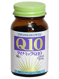 ダイナミックQ10+DHA・EPA 商品説明 『ダイナミックQ10+DHA・EPA』 酵母由来の天然コエンザイムQ10に、天然ビタミンE・DHA・EPA・β-カロテン・ビタミンB12を加えた栄養補助食品です。 コエンザイムQ10は、体内で作られる補酵素の一種で、ビタミンQともよばれています。健康のためになくてはならない物質ですが、加齢とともに体内での生産能力が低下してしまうことがわかっています。 本品は、3粒中に100mgもの天然コエンザイムQ10を含有し、吸収のよいソフトカプセルに仕上げました。 【ダイナミックQ10+DHA・EPA 詳細】 3粒(960mg)あたり エネルギー 6.72kcal たんぱく質 0.25g 脂質 0.60g 炭水化物 0.08g ナトリウム 1.1mg 原材料など 商品名 ダイナミックQ10+DHA・EPA 原材料名 グレープシードオイル、精製魚油、酵母抽出物、ゼラチン(豚由来)、グリセリン、抽出ビタミンE、ミツロウ、乳化剤、カラメル色素、β-カロチン、ビタミンB12 内容量 90粒 使用方法 1日量(目安)：3粒 保存方法 品質保持のため、高温・多湿・直射日光をを避けください。 販売者 ニューレックス 広告文責 株式会社プログレシブクルー072-265-0007 区分 日本製・健康食品ダイナミックQ10+DHA・EPA ×5個セット 【返品不可商品】