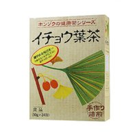 いちょう葉茶 本草 24包入 商品説明 『いちょう葉茶 本草 24包入 』 ◆古い時代の中国から伝わったとされるイチョウは落葉性の大高木でことに社寺の境内には多くの老樹を見ることができます。 ◆葉は長い葉柄があり、密に互生するため叢生する様に見え秋になると美しく黄葉し黄色の実をつけます。 ◆ヨーロッパでは、古くから葉の成分であるフラボノイドに注目し多くの製品が出されています。 ◆当社では、このイチョウ葉を主にハトムギ・どくだみなどをブレンドしておいしくお飲みいただけるよう調製いたしました。 いちょう葉茶 本草 24包入 　詳細 原材料など 商品名 いちょう葉茶 本草 24包入 原材料もしくは全成分 ハトムギ、ハブ、緑茶、イチョウ葉、玄米、みかんの皮、クマザサ、どくだみ、食物センイ(パインファイバー)、朝鮮人参 内容量 24包入 販売者 本草製薬 ご使用方法 ・濃い目の「イチョウ葉茶」をお好みの方は、沸騰水約1000mL中にティーバッグを入れ、弱火で数分の間、お好みの風味が出るまで煮だして、お飲みください。 ・薄い目の「イチョウ葉茶」をお好みの方は、急須にティーバッグを入れ、お飲みいただく量のお湯を注ぎ、お好みの色が出ましたら茶わんに注いで、お飲みください。 広告文責 株式会社プログレシブクルー072-265-0007 区分 日用品いちょう葉茶 本草 24包入 ×3個セット