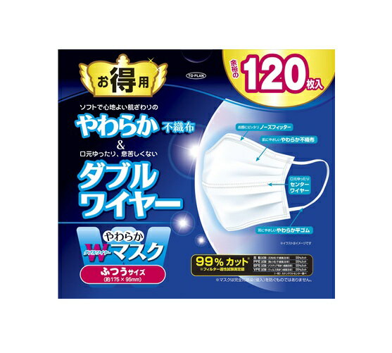 【24個セット】【1ケース分】 東京企画販売 トプラン やわらかWワイヤーマスク ふつう(120枚入)×24個セット　1ケース分【正規品】【mor】【ご注文後発送までに3週間前後頂戴する場合がございます】