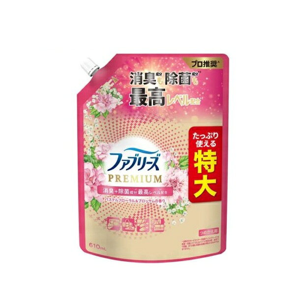 P&G ファブリーズ PREMIUM 消臭+除菌 パステルフローラル＆ブロッサム つめかえ(610ml)【正規品】 bloomgreen-10549720 ブルームグリーン パッケージ画像