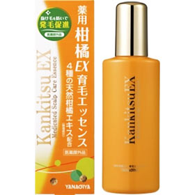 薬用柑橘EX 育毛エッセンス 180mL 商品説明 『薬用柑橘EX 育毛エッセンス 180mL 』 ◆健康な髪は頭皮環境から 硬くなった頭皮は血行が悪くなり、髪のトラブルの原因ともなります。美しく健康な髪を育てるためには、やわらかくうるおいのある 頭皮を保つことが必要です。 ◆抜け毛を防いで発毛促進 ◆頭皮にうるおいを与えて柔軟に。健やかな髪の成長を助けます。 ◆3種の薬効成分が血行を促進して毛根を活性化し、ハリとコシのある太く長い髪を育てます。 ◆薬効成分：センブリエキス、ビタミンE誘導体、グリチルチリン酸ジカリウム ◆4種の天然柑橘エキスが頭皮を保湿して乾燥を防ぎ、頭皮環境を健やかに整えます。 ◆植物性保湿成分：オレンジ・グレープフルーツ・ユズ・レモンエキス ◆アレルギーテスト済み(全ての方にアレルギーが起こらないということではありません。) ◆メントールが心地よい爽快な使用感 ◆使いやすいスプレータイプ ◆ほのかな柑橘の香り ◆説明書をよく読んでからご使用ください。 薬用柑橘EX 育毛エッセンス 180mL 　詳細 原材料など 商品名 薬用柑橘EX 育毛エッセンス 180mL 原材料もしくは全成分 有効成分・・・酢酸トコフェロール、グリチルリチン酸2K、センブリエキス その他の成分・・・メントール、ユズエキス、オレンジエキス、レモンエキス、グレープフルーツエキス、POE硬化ヒマシ油、BG、PG、pH調整剤、エタノール、香料 内容量 180mL 販売者 柳屋本店 効能 効果 ・育毛、養毛、発毛促進、薄毛、脱毛の予防、病後・産後の脱毛、フケ、かゆみ ご使用方法 ・洗髪後または整髪前にお使いください。 ・頭皮から5cm位離して適量をスプレーし、指の腹で全体を軽くマッサージしてください。 ・1日2回程度、1回10プッシュを目安にお使いください。 ・使いはじめは中身が出るまで数回空押ししてください。 ・男性、女性ともにお使いいただけます。 ご使用上の注意 ・頭皮に異常があるとき、または異常があらわれたときは、ご使用をおやめください。 ・目に入った場合は、すぐに水かぬるま湯で洗い流してください。 ・乳幼児の手の届かない所に置いてください。 広告文責 株式会社プログレシブクルー072-265-0007 区分 日本製 ・医薬部外品薬用柑橘EX 育毛エッセンス 180mL ×5個セット