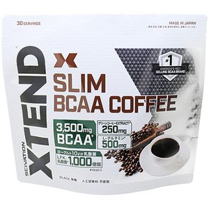 XTEND スリムコーヒー 8.3g×30包 商品説明 『XTEND スリムコーヒー 8.3g×30包』 XTENDからコーヒーが登場しました！XTENDコーヒーは世界初・日本オリジナルの「XTEND SLIM BCAA COFFEE」で毎日のコーヒータイムがもっと元気に健康的になります！ XTENDコーヒーは日本だけのプレミアム処方、美味しいコーヒーに1杯分でBCAAが3,500mg取れるだけでなく、特許素材のグリーンコーヒーEXTRACT 250mg、また、ヨーグルト10L分(1,000億個）の乳酸菌（LFK）を配合しております。さらにグルタミンも500mg配合しました。 お湯にも水にも溶けやすいのでどんなシーンでもお気軽にお使いいただけます。 【XTEND スリムコーヒー 8.3g×30包　詳細】 8.3g（1包）当たり エネルギー 31.37kcal たんぱく質 3.89g 脂質 0.03g 炭水化物 3.88g 食塩相当量 0.006g 原材料など 商品名 XTEND スリムコーヒー 8.3g×30包 原材料もしくは全成分 コーヒー（国内製造）、生コーヒー抽出物、乳酸菌（殺菌）（卵を含む）／L-ロイシン、L-イソロイシン、L-バリン、L-グルタミン、香料、レシチン（大豆由来）、クエン酸 製造国 日本 販売者 アダプトゲン製薬 ご使用方法 小袋一袋8.3gを約150ml〜200mlの水またはお湯に溶かし、よく混ぜてお飲みください。 ご使用上の注意 〇開封後はできるだけ早めにお召し上がりください。〇ご使用中、体調のすぐれない時は使用を中止してください。〇お子様の手の届かないところに保管してください。〇原材料で食品アレルギーのご心配のある方は摂取をおやめください。 広告文責 株式会社プログレシブクルー072-265-0007 区分 食品XTEND スリムコーヒー 8.3g×30包　