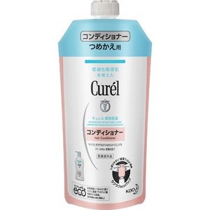 キュレル コンディショナー つめかえ用 商品説明 『キュレル コンディショナー つめかえ用』 ◆頭皮と髪の潤いを守ります。 ◆フケ・かゆみを防ぎます。植物由来の消炎剤(有効成分)配合。 ◆パサつきがちな毛先まで潤いが浸透して、指どおりなめらかに仕上げます。 ◆スッキリすすげて、頭皮や髪に残りにくい。 ◆弱酸性・無香料・無着色 ◆販売名：Curel ヘアコンディショナーB キュレル コンディショナー つめかえ用　詳細 原材料など 商品名 キュレル コンディショナー つめかえ用 原材料もしくは全成分 グリチルリチン酸2K*、精製水、セタノール、塩化アルキルトリメチルアンモニウム、ジメチコン、スクワラン、パルミチン酸イソプロピル、高重合ジメチコン-1、塩化ジアルキル(12〜18)ジメチルアンモニウム液、無水クエン酸、BG、オレンジ油、ユーカリ油、イソプロパノール、エタノール、フェノキシエタノール *は「有効成分」無表示は「その他の成分」 内容量 340ml 販売者 花王 ご使用方法 シャンプーの後、適量を直接髪全体によくなじませてから、すすいでください。 ご使用上の注意 ★つめかえ時のご注意 必ず「キュレル コンディショナー(CurelヘアコンディショナーB)」の使用済みボトルにつめかえてください。 ・つめかえ前にボトルの中とポンプ部分をよく洗い、水気をきってから全量つめかえてください。 *使いきってからつめかえてください。他の製品や異なった製造番号のものが混ざらないようにしてください。 *つめかえ後、このパックの下部の製造番号を控えておいてください。お問い合わせの際に必要な場合があります。 ★ご注意 ・湿疹、皮フ炎(かぶれ、ただれ)等の皮フ障害のある時は、悪化させる恐れがあるので使わない。 ・刺激等の異常が出たら使用を中止し、皮フ科医へ相談する。 ・つめかえる時や使用中、目に入らないよう注意し、入った時は、すぐに充分洗い流す。 ・子供や認知症の方などの誤飲等を防ぐため、置き場所に注意する。 原産国 日本 広告文責 株式会社プログレシブクルー072-265-0007 区分 日用品キュレル コンディショナー つめかえ用 340ml×3個セット