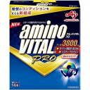 アミノバイタル プロ 商品説明 『アミノバイタル プロ』 ◆スポーツ時に大切なアミノ酸(BCAA+シスチン、グルタミン)3800mgと8種類のビタミンが口どけの良い顆粒状で飲みやすく摂取できます。 ◆スポーツ科学研究に基づき、アミノ酸は素早く吸収されるので、日々スポーツを続けたい方のカラダ全体のコンディショニングに最適です。 ◆スポーツ時によくあうグレープフルーツフレーバーで、おいしく飲みやすくなりました。 ◆粒径が小さいので、飲みやすくなりました。 ■栄養成分 アミノ酸：3.8g(ロイシン：1.03g、イソロイシン：0.27g、バリン：0.28g、グルタミン：1.00g、シスチン：0.23g、他アミノ酸：0.99g) アミノバイタル プロ　詳細 原材料など 商品名 アミノバイタル プロ 原材料もしくは全成分 還元麦芽糖／ロイシン、グルタミン、リジン、バリン、イソロイシン、スレオニン、シスチン、酸味料、フェニルアラニン、ショ糖脂肪酸エステル、メチオニン、甘味料(アスパルテーム・L-フェニルアラニン化合物)、ヒスチジン、トリプトファン、貝Ca、香料、ナイアシン、パントテン酸Ca、V.B6、V.B1、V.B2、V.A、V.D、V.B12 保存方法 高温を避け常温にて保存ください。 内容量 14本入 販売者 味の素 ご使用方法 1日1〜3本の摂取がおすすめです。 水などの飲料と一緒にそのままお飲みください。 品名・名称 アミノ酸含有食品 規格概要 内容量：61.6g(4.4g*14) 広告文責 株式会社プログレシブクルー072-265-0007 区分 日用品アミノバイタル プロ