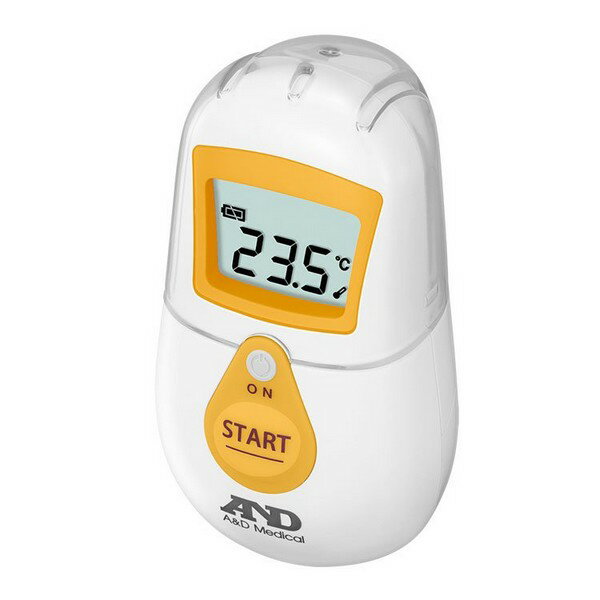 A&D 非接触体温計 でこピッと イエロー UT-701 商品説明 『A&D 非接触体温計 でこピッと イエロー UT-701』 おでこではかる体温計「でこピッと」 はやい、簡単！肌に触れずに、約1秒で測定できる非接触体温計 おでこの表面から放出される赤外線量を計測して、おでこ表面の平均温度を外気温に応じて舌下温に換算し表示します 肌に触れずに測れるので、皮膚からの感染が抑えられ、消毒が不要で衛生的です モード切替で、非接触温度計にも使えて便利です いつもは室温を表示します 体温計モード：+34.0℃&#12316;+42.2℃ 温度計モード：-22.0℃&#12316;+80.0℃ 室内温度：+10.0℃&#12316;40.0℃ 電源：CR2032　リチウム電池1個 検温方式：赤外線式 付属品：保護用キャップ、お試し用リチウム電池、取扱説明書(保証書付)、添付文書 医療機器認証番号：226AFBZX00169000 【A&D 非接触体温計 でこピッと イエロー UT-701　詳細】 原材料など 商品名 A&D 非接触体温計 でこピッと イエロー UT-701 原材料もしくは全成分 ABS樹脂 内容量 1個 カラー イエロー サイズ 約60g 原産国 中国 販売者 エー・アンド・デイ 0120-514-016 ご使用方法 「ON」スイッチを押す 先端をおでこの位置に向ける 「START」スイッチを押す ※ピッと鳴り、体温が表示されます。 ※オートパワーオフ機能で、約1分後に気温表示に戻ります。 ご使用上の注意 検温結果の自己診断や治療はしないでください。医師の指導に従ってください。 乳幼児の手の届かないところに保管してください。また、お子様だけでの使用はさけてください。 帰宅直後や、運動、入浴、飲食直後は測定を避けてください。 体温計が使用環境よりも冷えていると高く表示され、熱くなってると低く表示せれます。 おでこの状態で体温表示は変わります(汗をかいている、髪の毛がかかっているなど)。 エアコン、扇風機などの冷気や暖気が直接当たってないように 冷却シートははがし、手でなじませる おでこまでの間隔は1から3cm、おでこの中心部で測定、目元部分は高く表示されます。 広告文責 株式会社プログレシブクルー072-265-0007 区分 日用品A&D 非接触体温計 でこピッと イエロー UT-701　1個×3個セット