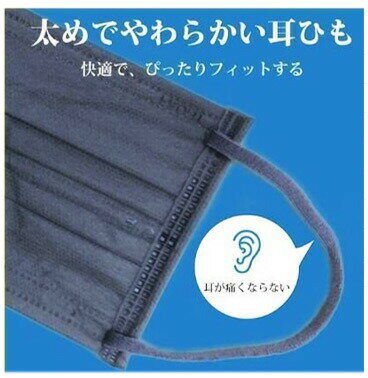 【50枚入り】ダブルワイヤー入り 不織布 カラーマスク ブラック　50枚入【正規品】　息がしやすい