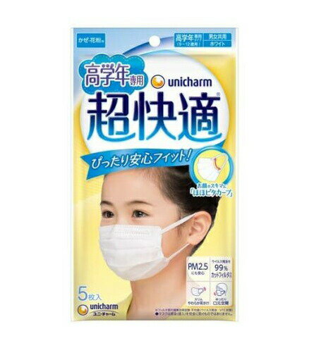 【20個セット】 超快適マスク 高学年専用 風邪・花粉用 プリーツタイプ 不織布マスク(5枚入)×20個セット　【正規品】