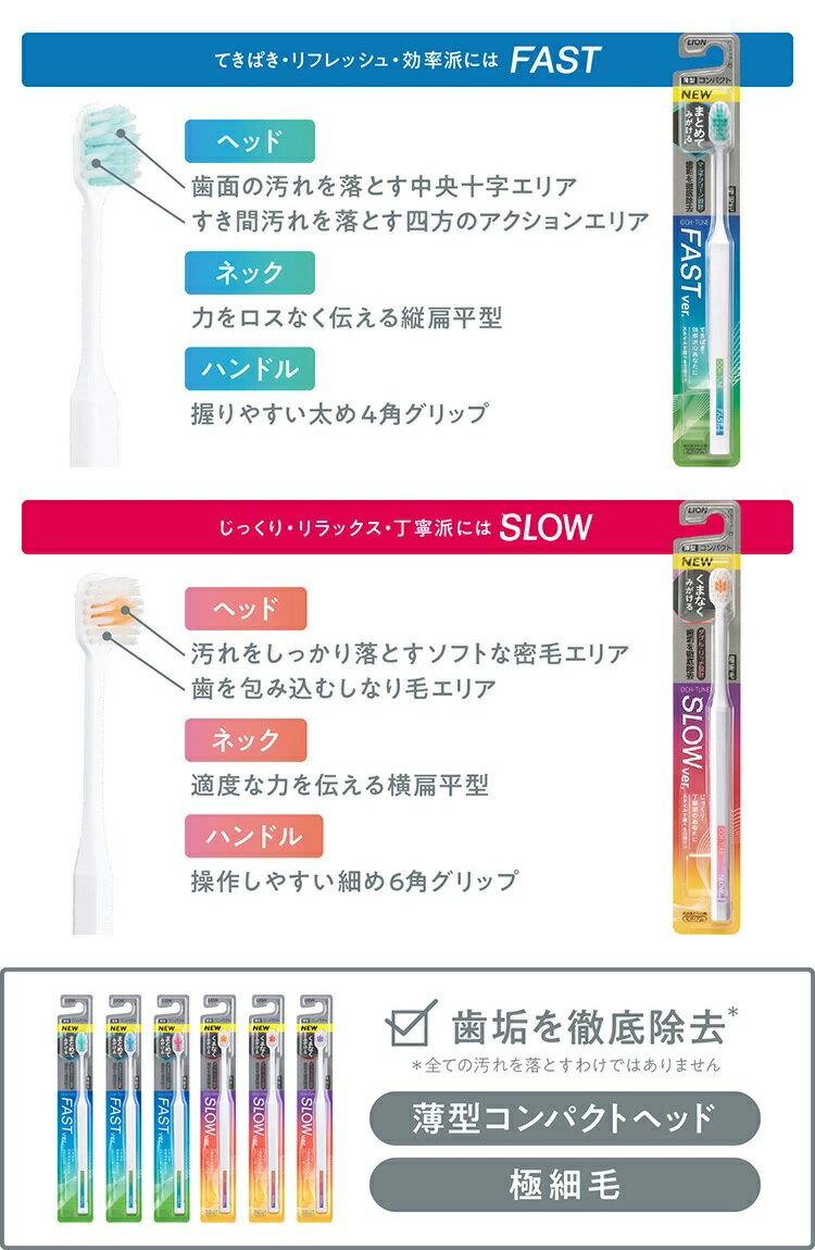 【3個セット】 ライオン OCH-TUNE ハブラシ FAST(1本)×3個セット【正規品】 3