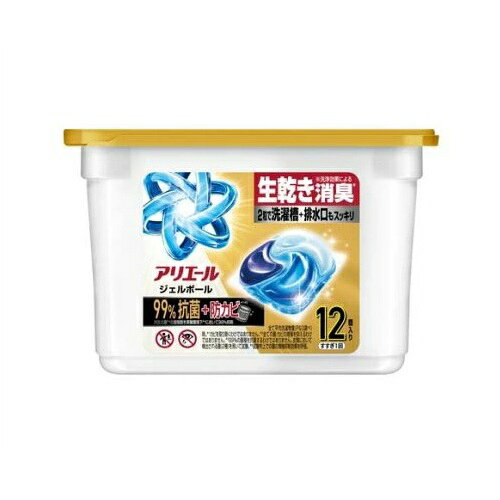 P&G アリエール 洗濯洗剤 ジェルボールプロ パワー 商品説明 『P&G アリエール 洗濯洗剤 ジェルボールプロ パワー』 ◆生乾き臭撃退※1 ※ ◆2粒で洗濯槽+排水口もスッキリ ◆まとめ洗いにも ※洗浄効果による。 ※1消臭効果のこと。ニオイの程度により異なります。 ◆洗濯洗剤 ※パッケージデザイン・内容量等は予告なく変更されることがあります。 P&G アリエール 洗濯洗剤 ジェルボールプロ パワー　詳細 原材料など 商品名 P&G アリエール 洗濯洗剤 ジェルボールプロ パワー 原材料もしくは全成分 界面活性剤(74％：直鎖アルキルベンゼンスルホン酸塩、ポリオキシエチレンアルキルエーテル、アルキルエーテル硫酸エステル塩、純せっけん分(脂肪酸塩))、安定化剤、分散剤、水軟化剤、香料、蛍光増白剤、酵素 内容量 12個入 販売者 P＆G(プロクター＆ギャンブル) ご使用方法 ・十分な効果のため、以下の方法で使用してください。 ・ジェルボールをそのまま洗濯槽の底に入れる。 ・洗濯物を後から入れてスタート。 ・洗濯機表示：洗濯水量(L) ／ ドラム式表示(杯)：30L〜65L／0.4〜0.8杯=1粒。 ・洗濯槽・フィルター・排水口をスッキリさせたい時や衣類の汚れ・ニオイがひどい時 あるいは55L以上／0.7杯以上2粒がオススメ！ ・手洗い推奨または家庭で洗濯不可の衣類には使わないでください。 ・洗剤投入口には入れない(製品がつまり、水があふれる恐れがあります。) ★保管方法 ・使用後は必ず容器のフタをしっかり閉めて保管してください。また、保管中は高温・多湿・直射日光・急激な温度変化を避け、お早めにお使いください。 ・この本体容器に入れて保管してください。 ご使用上の注意 ・子供の手の届かない所に置く。 ・目に注意。 ・危険：内容物が目に入ると目の損傷のおそれ。皮膚刺激のおそれ。 ・目や皮膚への接触を避ける。 ・濡れた手で触らない。 ・切らない破らない。 ・これは洗濯洗剤です。 ・これは食べ物ではありません。 ・子供やペットの手の届く所に置かない。 ・口に入れたり、飲み込んだりしない。 ・認知症の方などの誤飲を防ぐため、置き場所に注意する。 ・用途以外に使わない。 ・下洗いや手洗い用におすすめしません。 ・製品が破れて原液が洗濯機のフタについたときは、水ですぐふき取る。 ・製品を強く押したり、長時間触らない。 ・洗剤同士がくっついても、はがさない。 ・この容器を他の用途に使用しない。 ・万一液体が皮膚や衣類に残った場合、皮膚は石鹸でよく洗い、衣類はぬるま湯にしばらくつけ置きしもみ洗いをしてください。 ・万一飲み込んだ場合は、吐かせず、水を飲ませるなどの処置をして、医師に相談する。 原産国 日本 広告文責 株式会社プログレシブクルー072-265-0007 区分 日用品P&G アリエール 洗濯洗剤 ジェルボールプロ パワー　12個入×3個セット