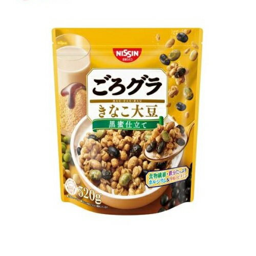 日清シスコ ごろグラ きなこ大豆 商品説明 『日清シスコ ごろグラ きなこ大豆』 ◆ごろっとした具材と多彩な食感で心弾むグラノーラ ◆具 黒大豆、青大豆、黄大豆 ◆シリアル こんがり香る黒蜜きなこ仕立て ◆機能 食物繊維・鉄分たっぷり！3分の1日分のカルシウムと9種のビタミン入り。 各種ミルクをかけることでPFCバランスを整えることができる。 日清シスコ ごろグラ きなこ大豆　詳細 栄養成分　1食分(40gあたり) エネルギー 170kcal タンパク質 5.8g 脂質 5.4g コレステロール 0mg 炭水化物 27.0g 糖質 22.8g 食物繊維 4.2g 食塩相当 0.16g カルシウム 51mg 鉄 2.6mg ナイアシン 4.4mg パントテン酸 0.60mg ビタミンB1 0.26mg ビタミンB2 0.10mg ビタミンB6 0.40mg ビタミンB12 0.30μg ビタミンC 24mg ビタミンD 3.0μg 葉酸 102μg リン 91mg カリウム 198mg 原材料など 商品名 日清シスコ ごろグラ きなこ大豆 原材料もしくは全成分 オーツフレーク(オーストラリア製造又はイギリス製造又はその他)、砂糖、小麦シリアルパフ、きな粉シリアルパフ(コーングリッツ、小麦ふすま、きな粉、小麦粉)、黒大豆、植物油脂、青大豆、水溶性食物繊維、きな粉、大豆、デキストリン、しょうゆ、乳糖、豆乳、黒糖蜜／香料、炭酸カルシウム、ビタミンC、酸化防止(ビタミンE、ビタミンC)、乳化等、ピロリン酸鉄、ナイアシン、カゼインNa、パントテン酸カルシウム、ビタミンB6、ビタミンB1、葉酸、ビタミンB2、ビタミンD、ビタミンB12 保存方法 直射日光・高温多湿をおさけください。 内容量 320g 販売者 日清シスコ 品名・名称 シリアル(グラノーラ) アレルギー物質 小麦、乳成分、大豆 ご使用上の注意 ・本製品は、くるみ、卵、乳成分、落花生を含む製品と共通の設備で製造しています。 ・黒大豆、青大豆、きな粉、大豆、しょうゆ、豆乳の大豆は遺伝子組換えの混入を防ぐため分別生産流通管理を行っています。 ・本製品は入り大豆を使用しています。 ・のどにつまらせないよう、よくかんでお召しあがりください。 ・特に小さなお子様やご高齢の方はご注意ください。 ・開封後はチャックを閉め、湿気をさけて保存の上、なるべく早くお召しあがりください。 ・大豆類には加工上硬さの残るものがあります。 ・原料は選別していますが、除去しきれないものが残っている場合がありますのでご注意ください。 ・具材の大きさと量は、袋によってばらつくことがあります。 ・大豆の表面に、砂糖の結晶が白く見えることがありますが、品質に問題はありません。 ・オーツ麦フレークの製造地は、2022年1月〜12月の使用実績によるものです。 広告文責 株式会社プログレシブクルー072-265-0007 区分 食品日清シスコ ごろグラ きなこ大豆　320g×5個セット