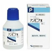 ケンエー アンモニア水 50ml 商品説明 『ケンエー アンモニア水 50ml』 虫さされ、虫さされによるかゆみや、気付けなどにご利用ください。※ メーカー様の商品リニューアルに伴い、商品パッケージや内容等が予告なく変更する場合がございます。また、メーカー様で急きょ廃盤になり、御用意ができない場合も御座います。予めご了承をお願いいたします。【ケンエー アンモニア水 50ml　詳細】 原材料など 商品名 ケンエー アンモニア水 50ml 成分（1ml中） 日局アンモニア水1mL含有 内容量 50ml 保管及び取扱い上の注意 ・直射日光の当たらない涼しい場所（30℃以下）に密栓して保管してください。（揮発性の有効成分を含有しています。） ・小児の手の届かない所に保管してください。 ・他の容器に入れ替えないでください。（誤用の原因になったり品質が変わることがあります。 ・使用期限を過ぎた製品は使用しないでください。 製造販売元 健栄製薬株式会社 用法・用量 ・5-10倍に希釈して患部に軽く塗布してください。 ・気付けには、かるく臭いをかがせてください。 効果・効能 虫さされ、虫さされによるかゆみ、気付け ご使用上の注意 してはいけないこと（守らないと現在の症状が悪化したり、副作用が起こりやすくなります。） 次の部位には使用しないでください。 ・目の周囲、粘膜（口唇等） ・傷口、ただれ、かぶれ 相談すること 次の人は使用前に医師または薬剤師に相談してください。 ・本人または家族がアレルギー体質の人。 ・薬によりアレルギー症状を起こしたことがある人。 ・湿潤やただれのひどい人。 次の場合は、直ちに使用を中止し、この製品を持って医師または薬剤師に相談してください。 ・使用後、皮膚に発赤、はれ、灼熱感の症状があらわれた場合。 お問い合わせ先 大阪市中央区伏見町2丁目5番8号 06（6231）5626 広告文責 株式会社プログレシブクルー072-265-0007 区分 日本製・第3類医薬品 ■ 医薬品の使用期限 医薬品に関しては特別な表記の無い限り、1年以上の使用期限のものを販売しております。 それ以外のものに関しては使用期限を記載します。 医薬品に関する記載事項はこちら【第3類医薬品】ケンエー アンモニア水 50ml×10個セット