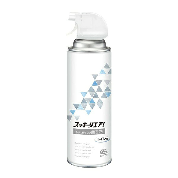 アース製薬 スッキーリエア！ トイレ用 消臭スプレー 無香料 商品説明 『アース製薬 スッキーリエア！ トイレ用 消臭スプレー 無香料』 ◆パワー噴射で嫌なニオイをスピード消臭！さわやかな香りが広がり、スッキリとした快適なトイレ空間にする消臭芳香剤(消臭芳香スプレー)。 ◆Wの消臭成分(イオン系消臭剤・植物成分)でトイレの嫌なニオイをしっかり消臭・芳香します。 ◆IPMP(※イソプロピルメチルフェノール)で徹底除菌(※全ての菌を除菌するわけではありません。) ◆便器にも空間にも使いやすいトリガータイプの消臭スプレーです。 ◆ご家庭はもちろん、会社の化粧室のにおい消しにもおすすめの消臭剤です。 ◆品名：消臭・芳香剤 ◆用途：トイレ用 アース製薬 スッキーリエア！ トイレ用 消臭スプレー 無香料　詳細 原材料など 商品名 アース製薬 スッキーリエア！ トイレ用 消臭スプレー 無香料 原材料もしくは全成分 イオン系消臭剤、植物抽出物、エタノール、イソプロピルメチルフェノール(IPMP) 内容量 350ml 販売者 アース製薬 ご使用方法 ・缶を横向きや逆さまにして使用しない。 ・使用開始時にストッパーを上に持ちあげ折りとる ★消臭する場合の使用の目安：1回1秒 ・こもったニオイには、トイレの空間に向けてスプレーする。(壁や天井から30cm以上離してスプレーする。) ・便器の中に直接スプレーする場合は、便座をあげて、便座に直接かからないように注意し、約30cm離して使用する。 ・1日3回のスプレーで約1ヵ月間使用できる。 ★除菌する場合の使用の目安：1回3秒以上 ・便座をあげて、便器から約20cm離して使用する。(便器内の薬液がかかった範囲を除菌する。全ての菌を除菌するわけではない。) ご使用上の注意 ・人体に使用しない。 ・用途以外には使用しない。 ★直接スプレーできないもの ・繊維製品、革製品、白木や桐、ワックス塗装部、プラスチック、暖房機能付き便座などの電気機器(引火・爆発のおそれあり) ★応急処置 ・手についたり、目に入ったりした場合はすぐに水で十分に洗い流す。異常のある場合は本品を持参し、医師に相談する。 ★保管及び取扱い上の注意 ・高温になると破裂するおそれがあり危険なので、暖房器具(ファンヒーター等)や加熱源の周囲、車内、直射日光を避ける。 ・缶のさびを防ぐため、水回りや湿気の多い場所を避ける。 ・子供や第三者の監督が必要な方の手の届かない所に保管する。 ★火気と高温に注意：高圧ガス：LPガス 原産国 日本 広告文責 株式会社プログレシブクルー072-265-0007 区分 日用品アース製薬 スッキーリエア！ トイレ用 消臭スプレー 無香料　350ml×30個セット　1ケース分
