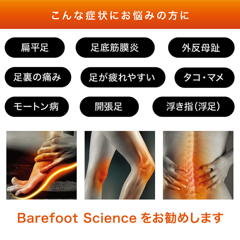 インソール 足底筋膜炎 かかとが痛い 足裏の痛み【BAREFOOT SCIENCE7段階3/4タイプ】扁平足 偏平足 矯正 立ち仕事 モートン病 中足骨頭部痛 踵骨棘 外反母趾 内反小趾 足底板 開張足 浮き指 中敷き