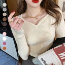 ハートネック リブニットトップス レディース 大人 春 秋 冬 ニットウェア ニットプルオーバー ニットセーター 普段着大人 カジュアル ニットインナー 無地 ...