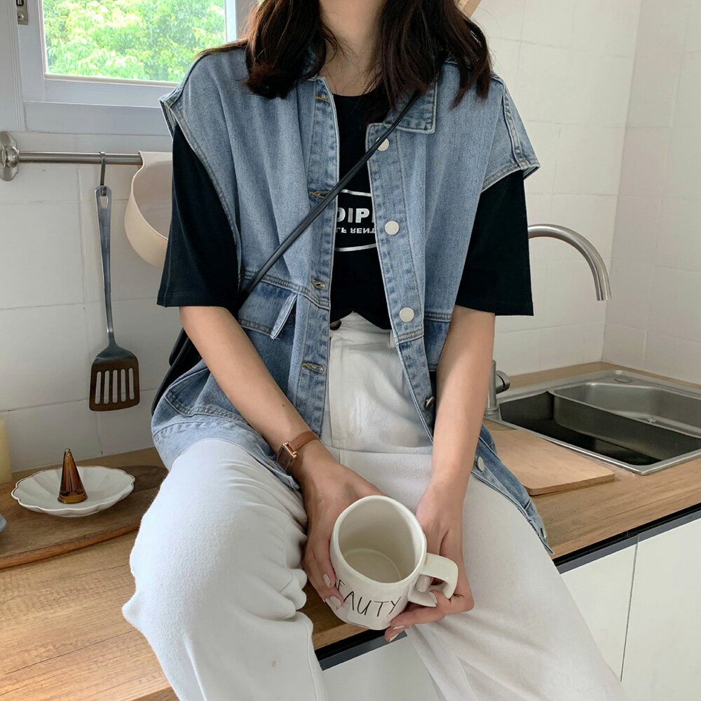 デニムベスト ジレ レディース 重ね着 カジュアル ノースリーブ デニムジャケット ビッグシルエット ジージャン 袖なし 春 秋 夏 アウター 着やせ おしゃれ Gジャン デニムチョッキ 韓国 デニム 羽織 ゆったり ジーンスベスト 大人 サックス