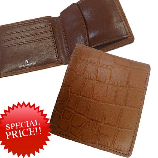 乐天商城 - 【箱無し】クロコ型押し メンズ 定番 紳士用ショートウォレットLUCIANO VALENTINO(ルチアーノ・バレンチノ) 短財布 キャメル [luv4002ca] クリスマス ギフト プレゼント 贈り物
