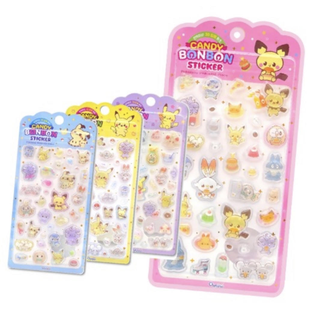 激安　ポケモン　ドロップシール　韓国限定　4枚価格　お買い得　キャラクター　硬い　可愛い　女の子　男の子　ポケットモンスター　ポケピース　ぷくぷくシール　おしりシール　ぷにぷに（楽天・シール喫茶店）