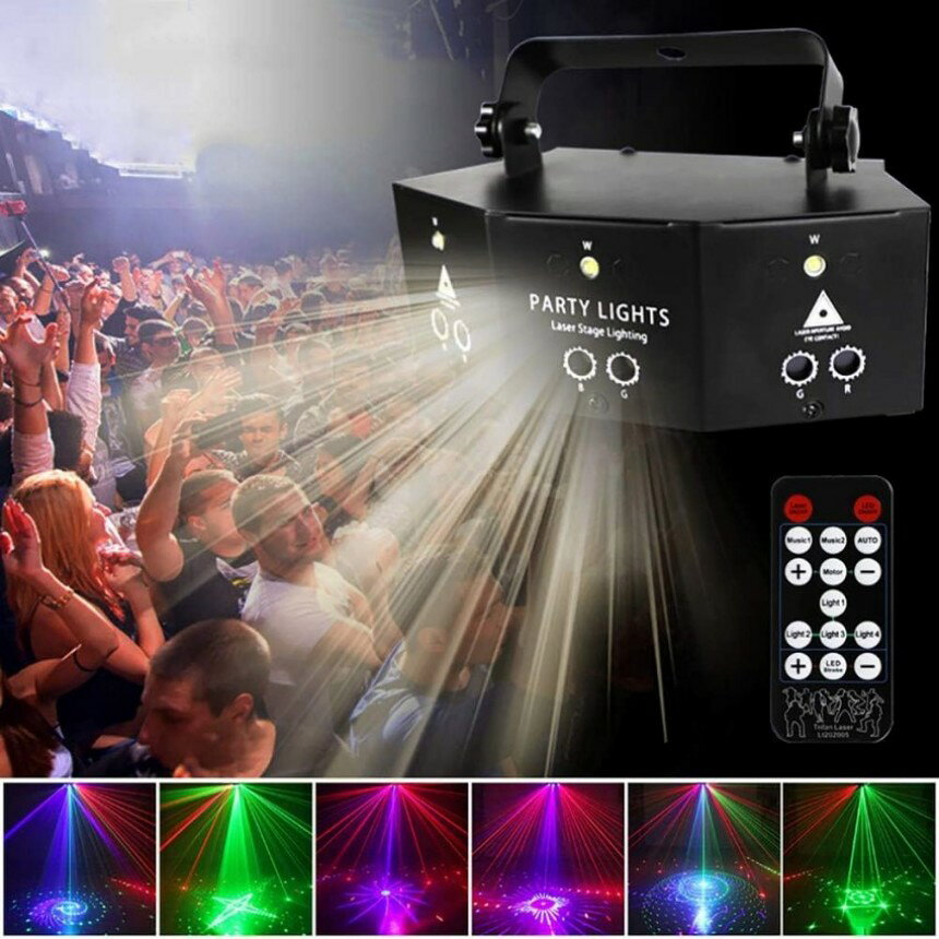 ライトレーザープロジェクター ライトプロジェクターランプ ステージストロボライト 64パターン リモートコントロール 音声制御 自動記憶 舞台照明システム (9)(15)(21)(27)光源アパーチャーレンズ赤と緑ブルー クリスマス 新年 ロマンチック 雰囲気 blossommart-10007407 ブロッサムマート 楽天市場店 サンプル画像3