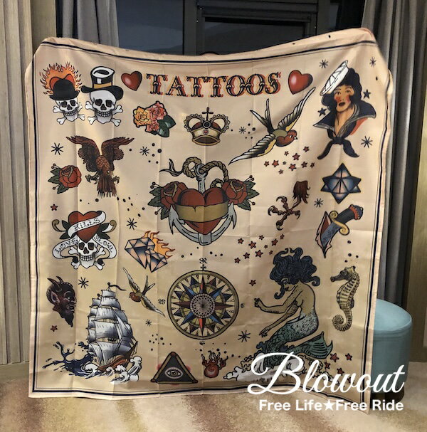 TATTOO タペストリー カバー オールドスクール トラディショナル タトゥシルクスクリーン ポスター タ..