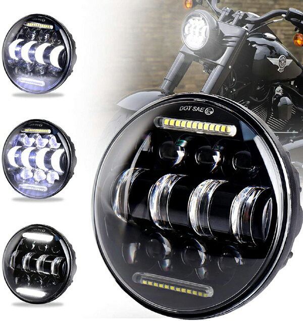 ハーレー　5,75 LED ヘッドライト LED プロジェクターヘッドライトHi / Lo電球用 5-3/4 LED スポーツスター　ダイナ　ツーリング　ソフテイル Harley Davidson FX XL
