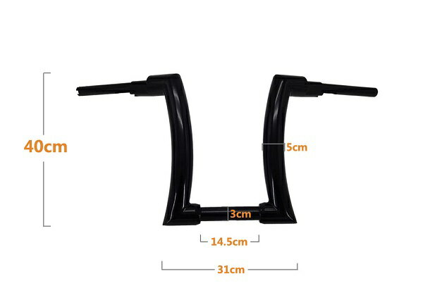 16インチ ハンドルバー Zバー 極太5cm径 ブラック ハーレー ツーリング ロードキング FLHR Road King 2..