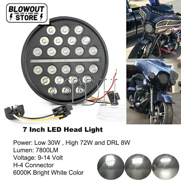 クラブスタイル 7インチ LEDヘッドライト ハーレー プロジェクター Harley Davidson　ツーリング FLH クラブスタイル