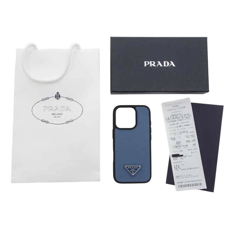 プラダ/PRADA サフィアーノレザー iPhone 16 Pro用ケース ブルー 2ZH197 ブルー サイズ ユニセックス標記なしランクA 92J25【中古】のサムネイル