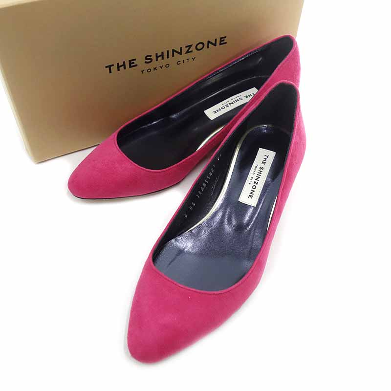 ザ シンゾーン//THE SHINZONE BLOCK HEEL PUMPS スウェード レザ− ヒール シューズ サイズ レディース36 ピンク ランクN 62L23【中古】