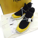 フェンディ/FENDI ベルト バックル メッシュ ローカット スニーカー サイズ メンズ7 イエロー×ブラック ランクB 01A24【中古】