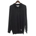 ワコマリア/WACKOMARIA LEOPARD KNIT レオパード ニット ポロ セーター サイズ メンズL ブラック ランクA 50D24【中古】