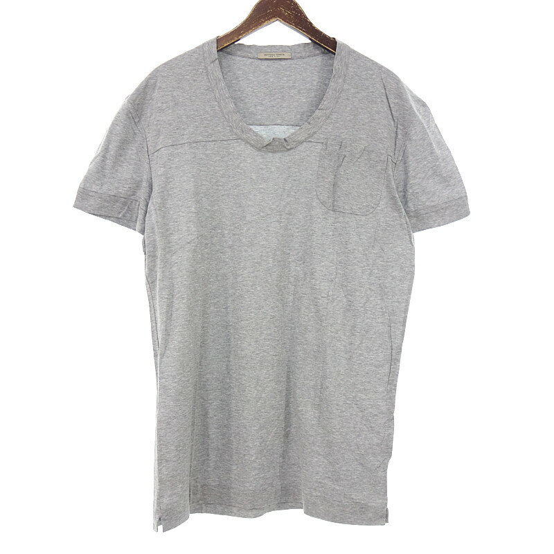 ボッテガヴェネタ/BOTTEGA VENETA ポケット コットン 半袖 カットソー Tシャツ サイズ メンズ48 グレー ランクA 42D24【中古】