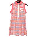 パラディーゾ/PARADISO ゴルフ チェック ノースリーブ ポロ ワンピース レッド系 レディースLランクA 80J24【中古】