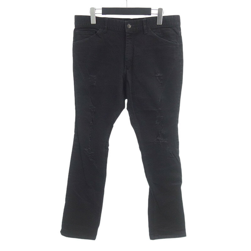 エヌエヌバイナンバーナイン/NN BY NUMBER NINE ダメージ 加工 ストレッチ デニム パンツ ブラック サイズ メンズ4×32ランクC 32C25【中古】