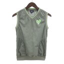 パーリーゲイツ/PEARLY GATES GOLF ゴルフ Vネック ノースリーブ メッシュ ベスト カーキ サイズ レディース1ランクA 70H25【中古】