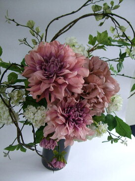 和の花あしらい【花の舞】 【楽ギフ_メッセ入力】【楽ギフ_包装】和の贈り物・和花・ダリア・シャクヤクピンクの花・枝もののデザイン・アートフラワー・造花・枯れない花お祝いの花〔和風の花〕・光触媒・CT触媒母の日・敬老の日・父の日・お中元