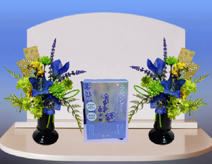 お供え花 キキョウ・アジサイ お供えの花・和の贈り物・キキョウのお供え花・枯れない花桔梗の花〔和風の花〕・光触媒・CT触媒敬老の日・父の日