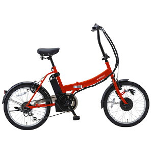 送料無料 kaihou BM-AZ300-BK 電動アシスト 折りたたみ自転車 20インチ シマノ製 6段ギア シンプル フレーム 自転車 赤 レッド