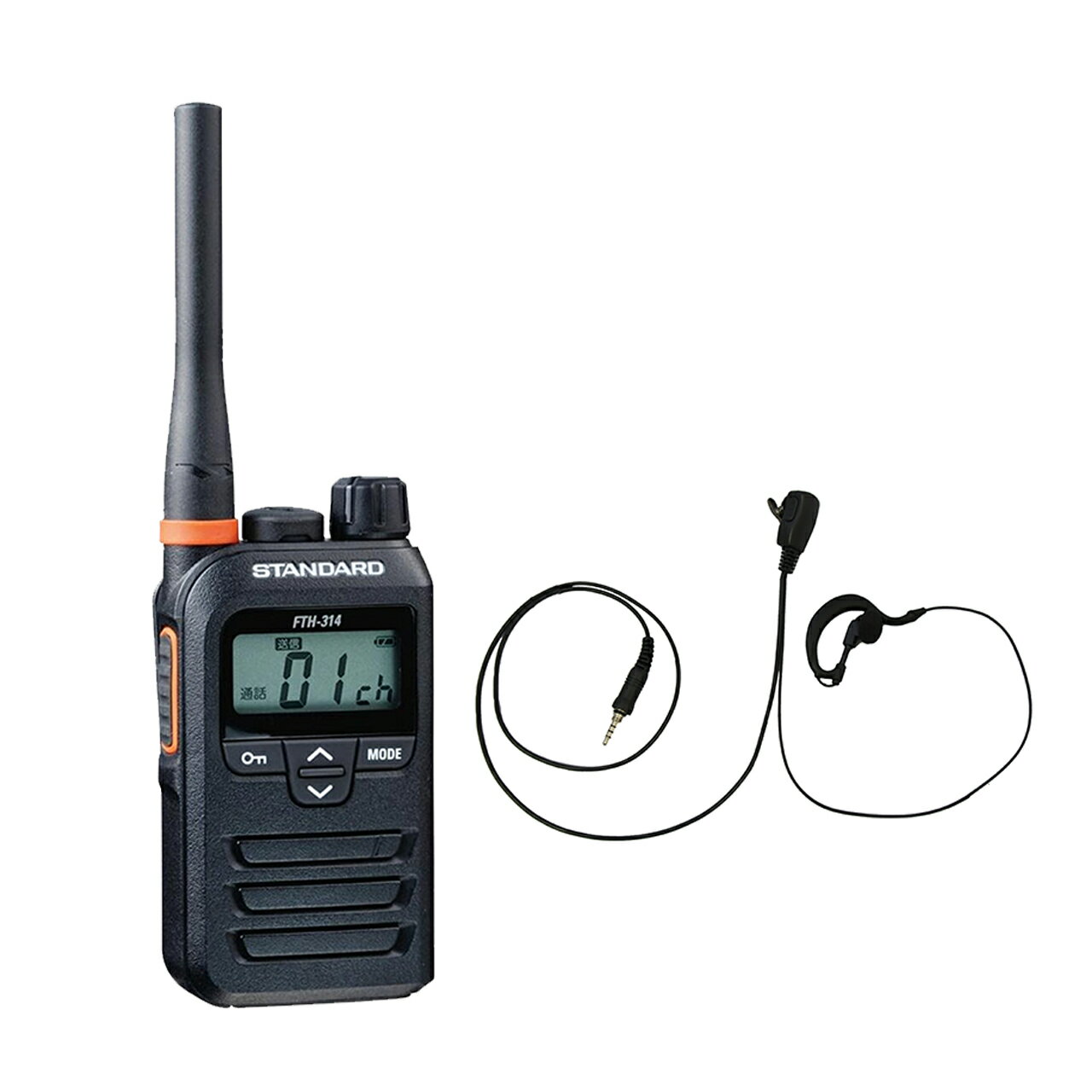1台セット 耳掛けイヤホン付 STANDARD トランシーバー FTH-314 ノーマルアンテナ 特定小電力無線機 防水防塵IP67 長時間使用 業務用 インカム 工事現場向け