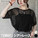 【クーポンで40%OFF★7/18 00:00-23:59】前後2way レース シアー ニットプルオーバー 半袖 トップス トップス 半袖 シアー シアーニット クルーネック 2025春夏新作 カットソー 透け感 学校行事 二次会 ママ 涙開きボタン センタースリット春 夏 レディース