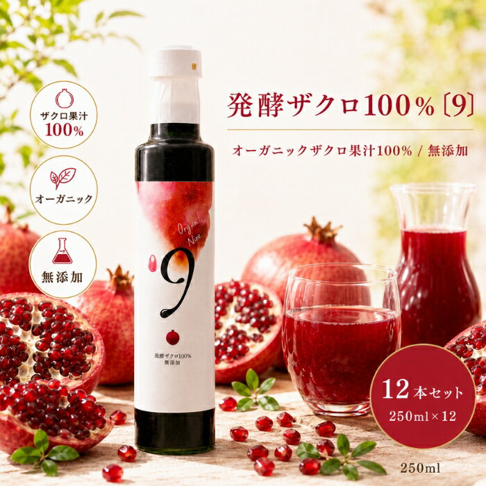 石榴 - 発酵ザクロ 〔9〕 250ml ×12個セット │ オーガニック 無添加 ザクロ果汁 砂糖不使用 トルコ産 ザクロジュース ザクロソース 低温加熱 発酵飲料 ザクロ酢 健康 美容 ビタミン エラグ酸