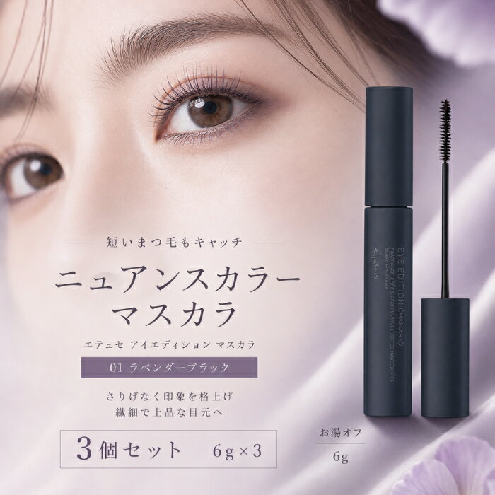 Rakuten - エテュセ アイエディション マスカラ 01 ラベンダーブラック 6g ×3個セット │ ニュアンスカラー 極細ブラシ お湯オフ ロング カール キープ にじみにくい まつげ メイク アイメイク 涙