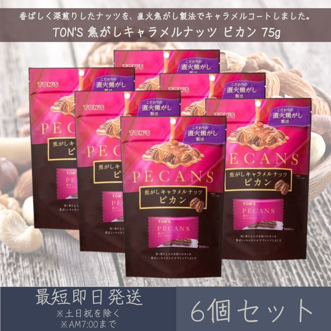 東洋ナッツ食品 TON'S 焦がしキャラメルナッツ ピカン 75g 6個セット キャラメル ナッツ  ...
