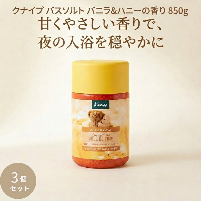 クナイプ バスソルト バニラ＆ハニーの香り 850g ×3個セット │ 天然岩塩 入浴料 大容量 甘い香り