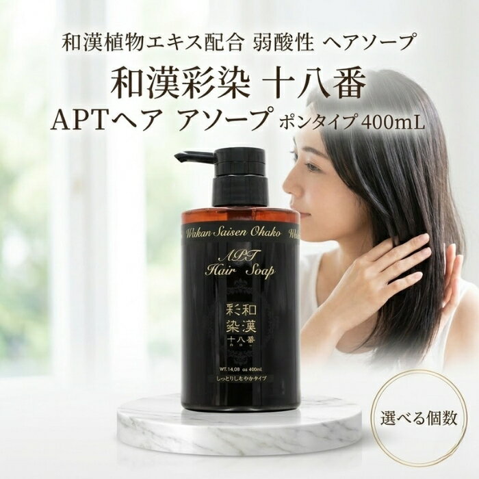 グランデックス 和漢彩染 十八番 APTヘアソープ 400ml │ ポンプ シャンプー 和漢シャンプー アミノ酸シャンプー 日本製