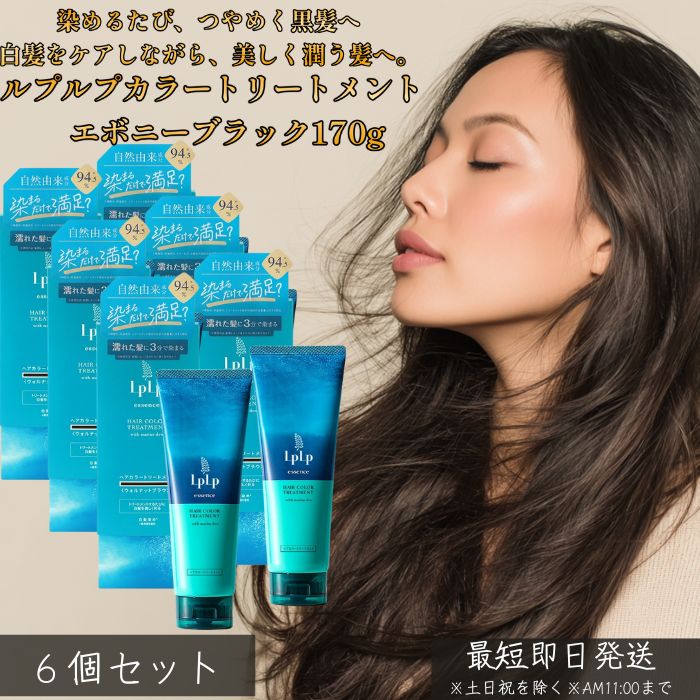 LPLP ルプルプ エッセンス カラートリートメント エボニーブラック ナチュラルブラック 170g ×6個セット │ 白髪染め トリートメントタイプ ジアミン不使用 しっかり染まる ダメージケア