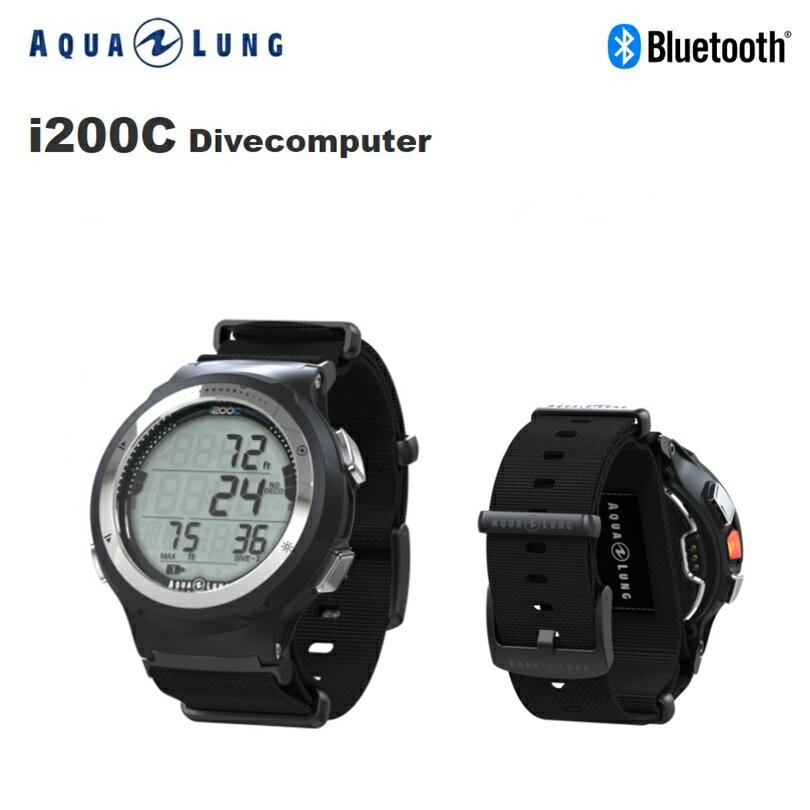 ■AQUALUNG(アクアラング) i200C ダイビングコンピューター BK [NATOストラップ仕様] Bluetooth搭載 スポーティーなデザインと直観的操作性を備えたi200Cは多機能搭載型！！ Bluetoothワイヤレスモデル デイリーユースのスポーツウォッチ感覚でいつでもダイビングに行ける新感覚のデザインです。 4つのオペレーティングモードを搭載しユーザーバッテリー交換も可能。 無料アプリのDiverlog＋と簡単にBluetooth接続が可能でデジタルダイブログの閲覧やコンピュータの設定を操作できます。 モバイルアプリDiverlog＋では、Bluetoothでワイヤレスにログデータや設定変更の操作が可能で、楽しい思い出や写真、ダイビングのロケーションをSNSでシェアできます。 ・視認性の高いLED警告ライトに加えアラーム音も発信 ・1ボタン操作で直前のダイブデータにアクセス可能（最大深度と潜水時間） ・カウントタイマー付きディープストップを選択可能 ・ヒストリーモードで直近の24ダイブを記録 ・ユーザーにてソフトウェアのアップデートが可能、常に最新の機能と性能で使用 ・簡単に設定やプレビューやアップデートできる使いやすいインターフェース ※返品・交換不可商品です。 [同梱物] ●デジタル版マニュアル ●セーフティーリファレンス ●DiverLog+カタログ ●クイックリファレンス（カードタイプ） ●レンズプロテクション ●バッテリー交換用ツール [検索文言] ダイビング / マリンスポーツ / 海 / AQUALUNG / アクアラング / Dive / ダイブコンピューター / ダイコン / ダイビング / 腕時計 / スキンダイビング / リゾート / 重器材 /